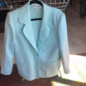 MIEKA WEINBERG Teal Blue Wool Blazer